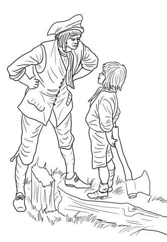 george-washington-and-the-cherry-tree-coloring-page